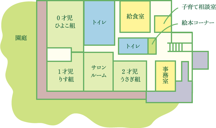 粕屋わかば保育園　1階地図